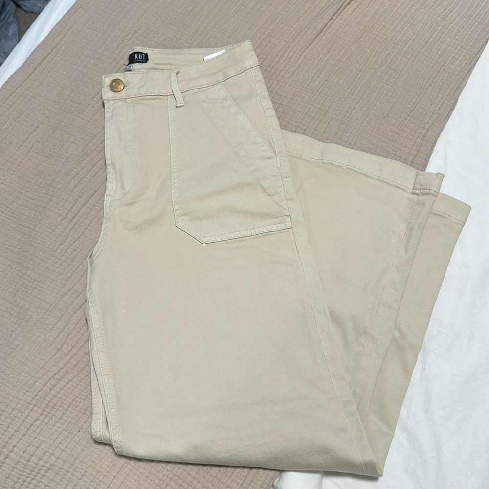 Kut From The Kloth Meg High Rise Wide Leg Beige